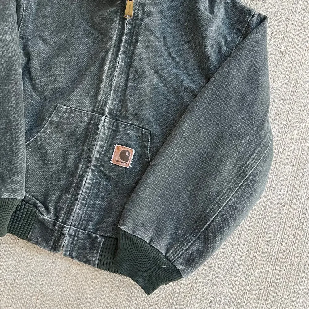Carhartt YOUTH green hooded work wear jacket